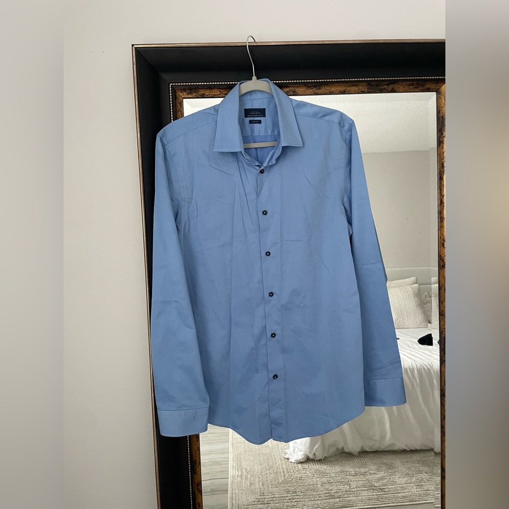 Zara Blue Slim Fit Long Sleeve Button Down Dress Shirt - Picture 2 of 4